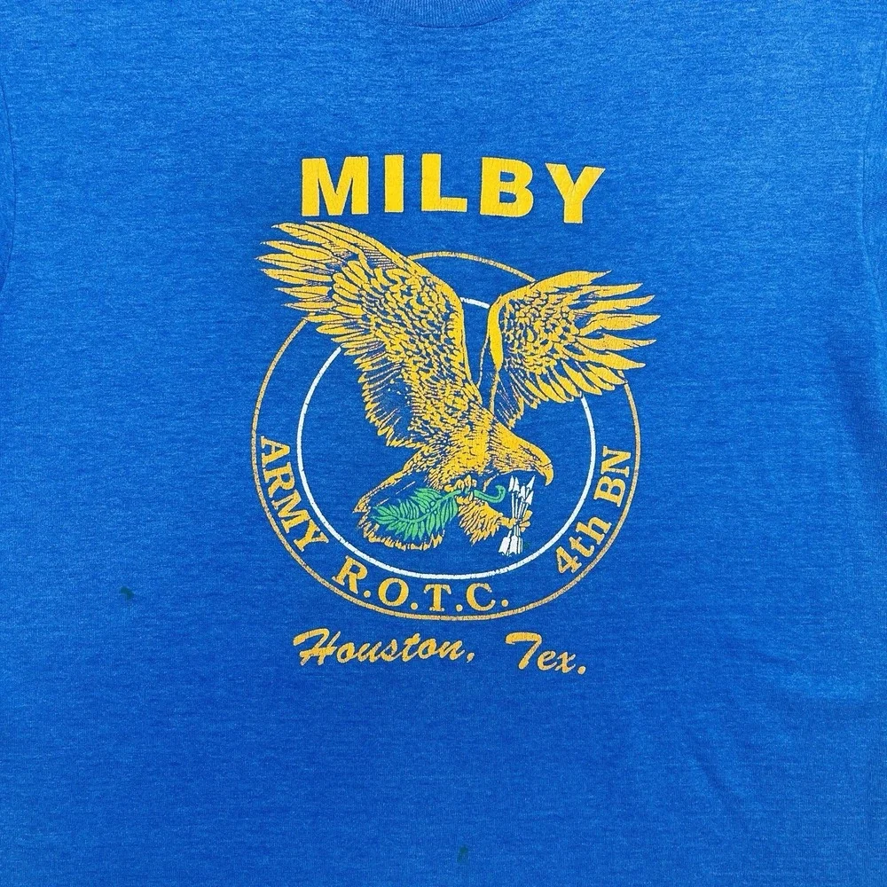 80s‎ 90s Vintage Milby High School ROTC Houston Texas T Shirt Blue Size Medium